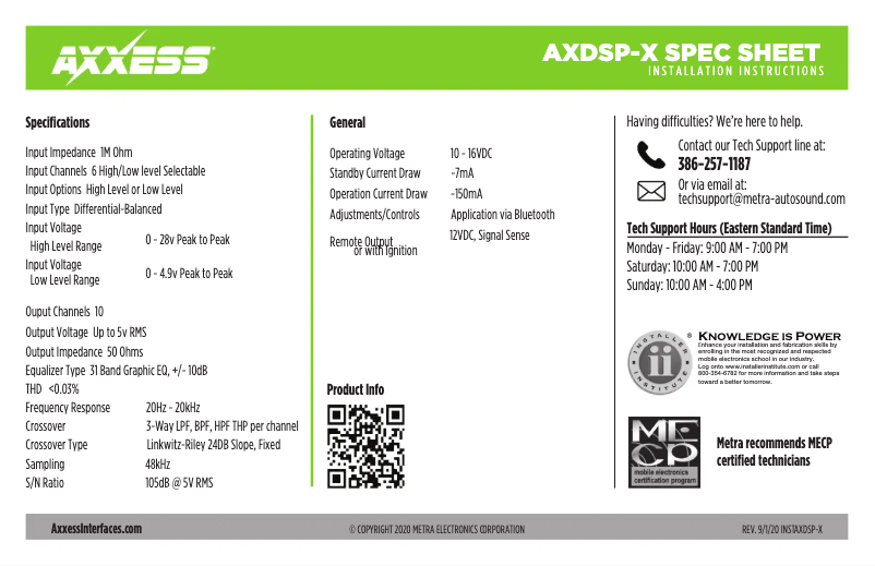 First page image of the manual for AXDSPX-GL1