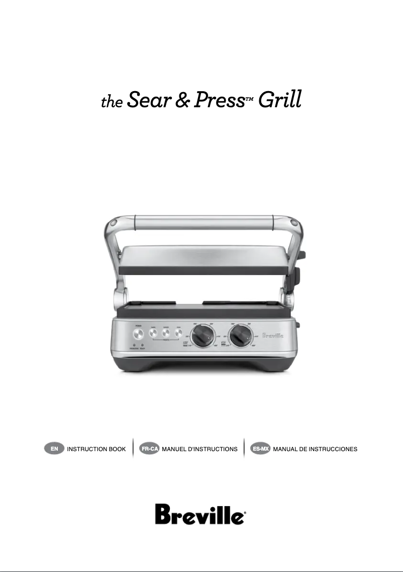 First page image of the manual for the Sear & Press Grill BGR700