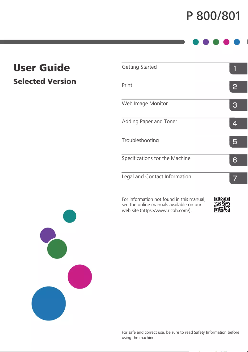 Page 1 of the manual User Manual Ricoh P 800