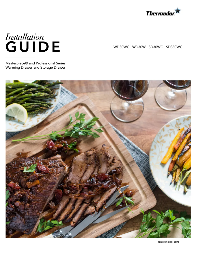 Page 1 of the manual Installation Guide Thermador WD30W