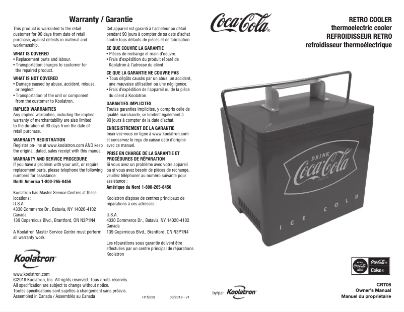 Page 1 of the manual User Manual Coca-Cola CRT06
