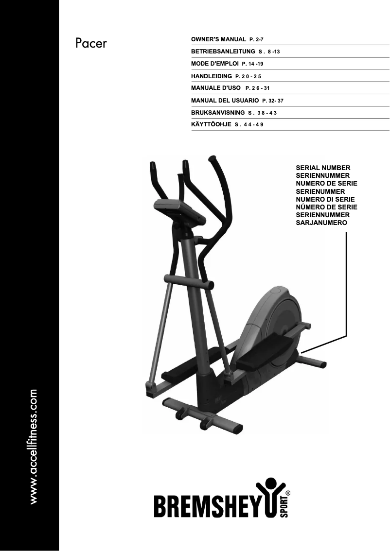 Page 1 of the manual User Manual Bremshey Orbit Pacer 16