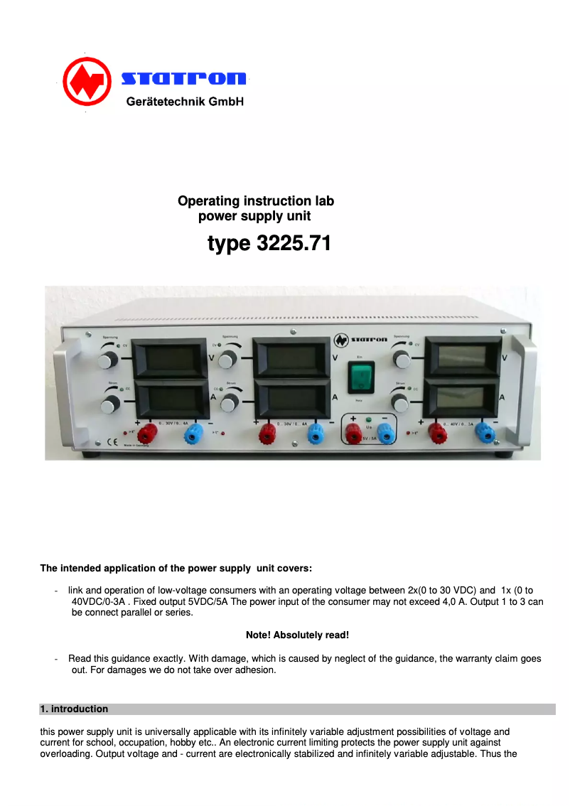 First page image of the manual for 3225.71