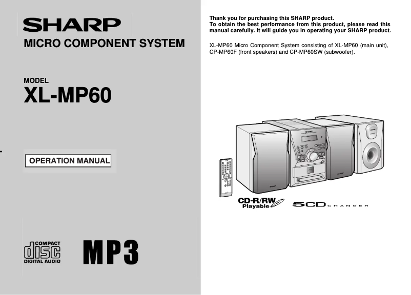 First page image of the manual for XL-MP60