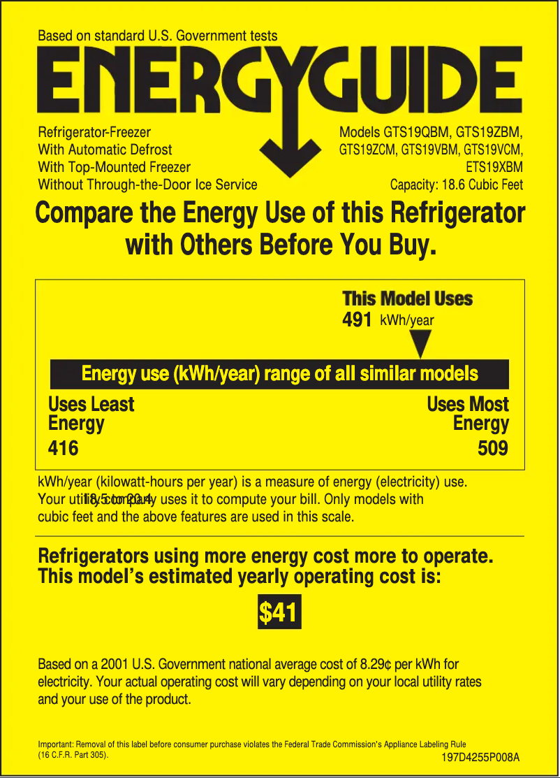 First page image of the manual for GTS19QBMWW