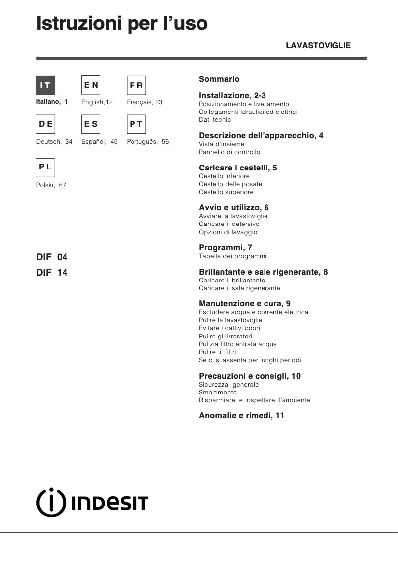 First page image of the manual for DIF 04