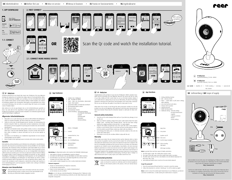 First page image of the manual for IP BabyCam 80300