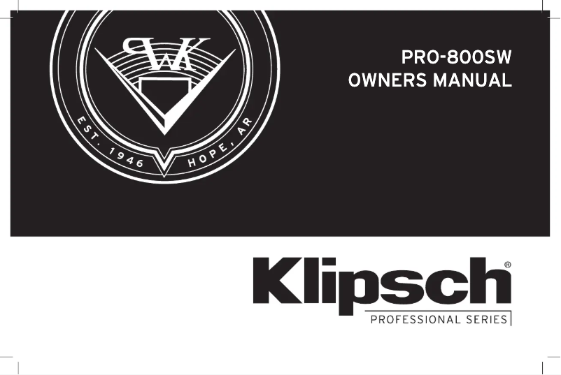 Page 1 of the manual User Manual Klipsch PRO-800SW