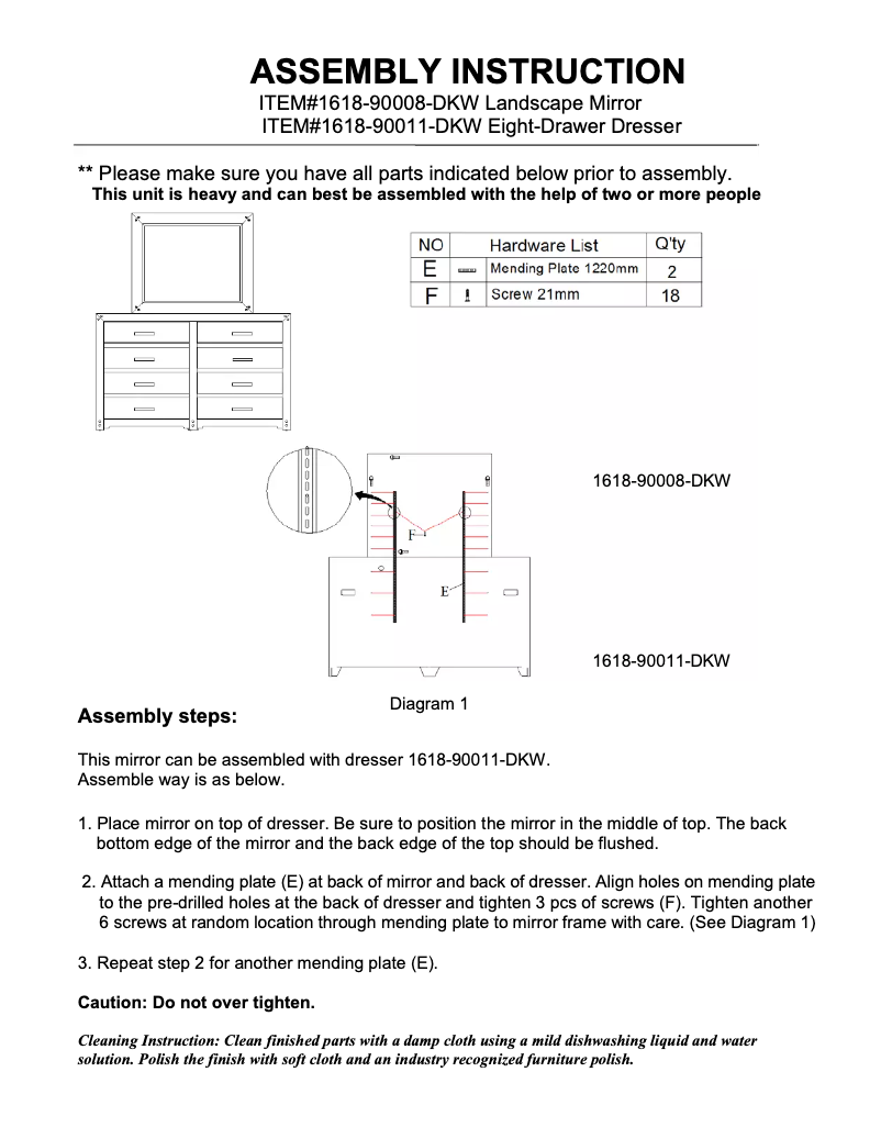 First page image of the manual for 1618-90008-DKW