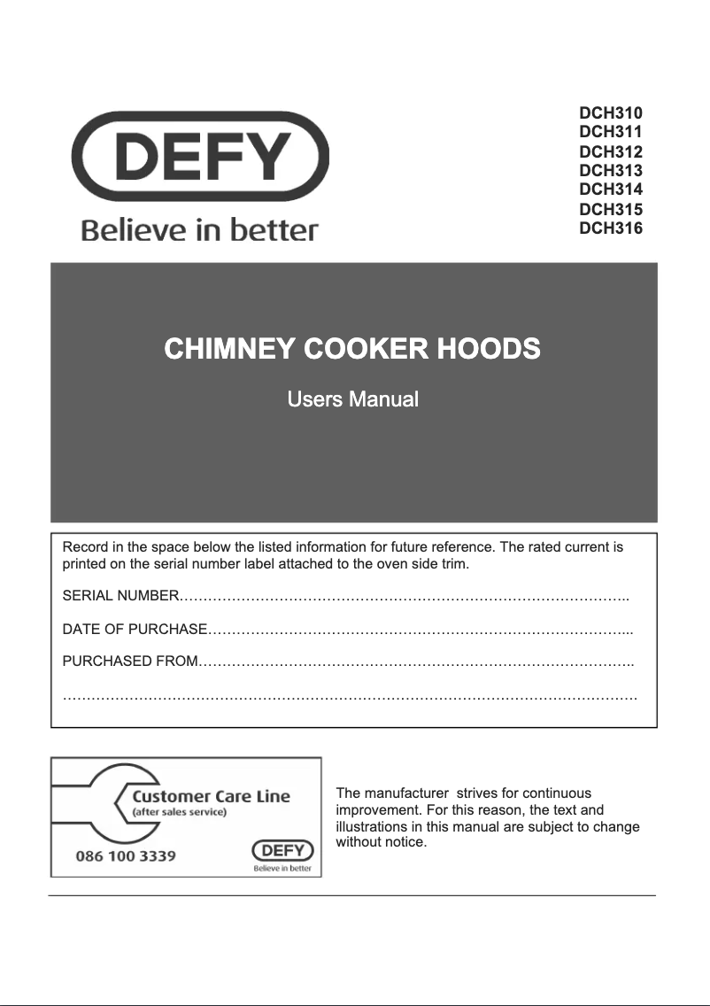 First page image of the manual for DCH313