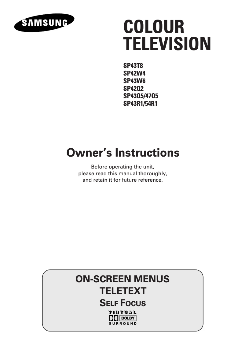 First page image of the manual for SP43R1HLR