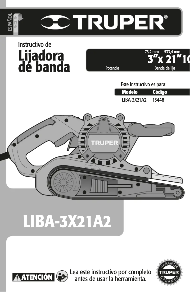 First page image of the manual for LIBA-3X21A2