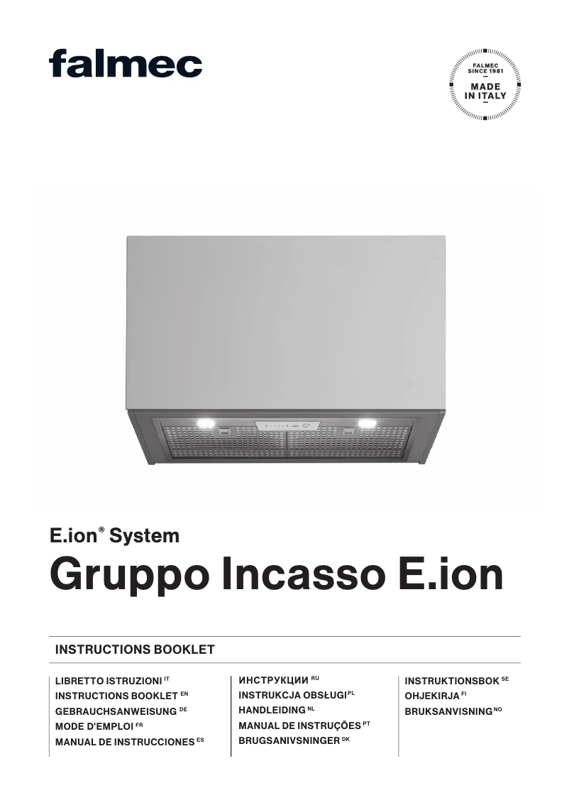 First page image of the manual for Gruppo Incasso E.ion