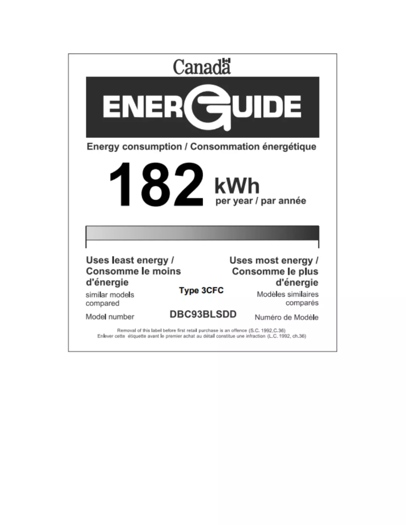 Page 1 of the manual Energy Label Danby DBC93BLSDD