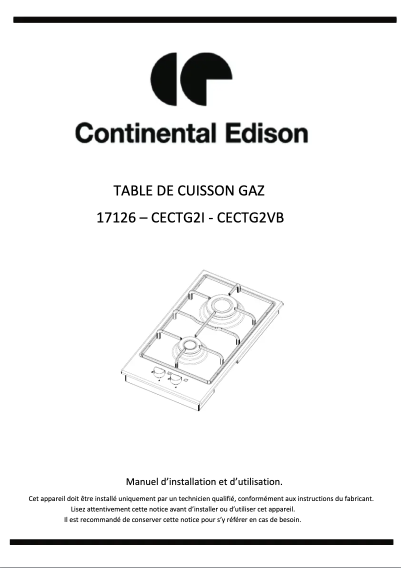 Page 1 of the manual User Manual Continental Edison CECTG2VB