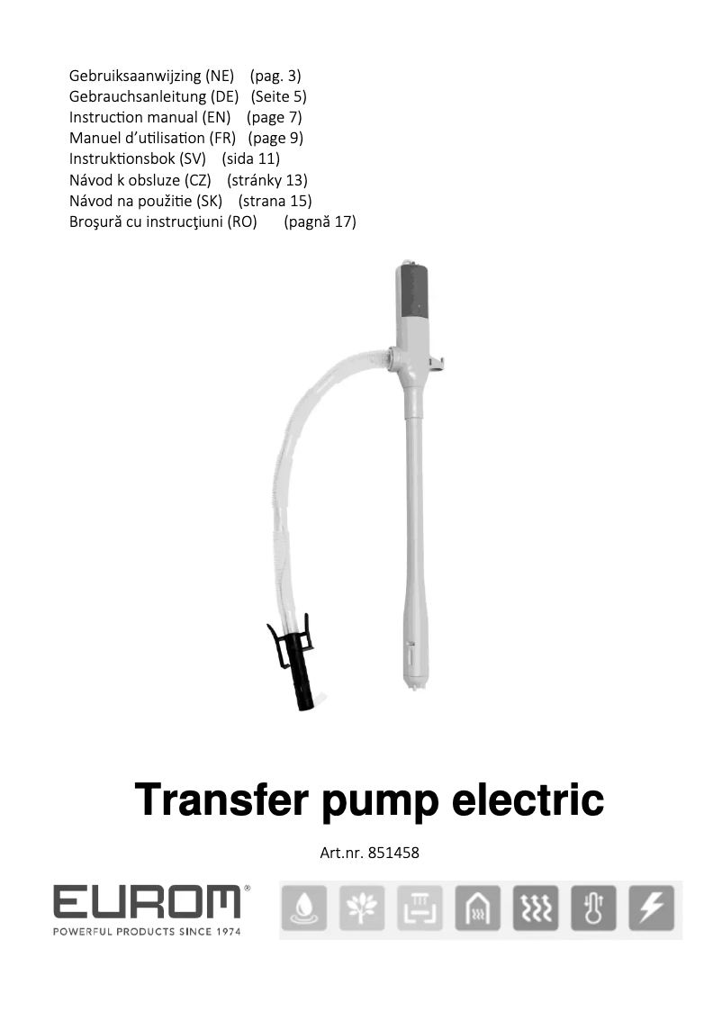 Page 1 of the manual User Manual Eurom Transfer pump