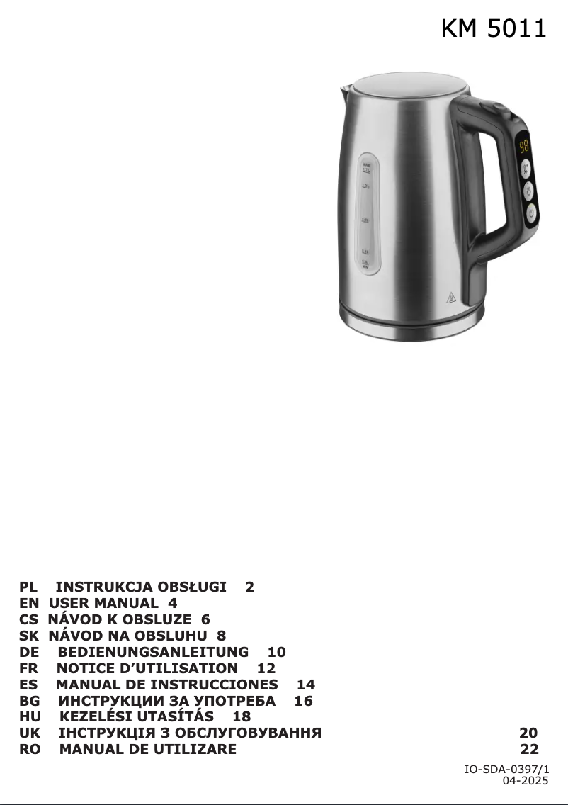 Page 1 of the manual User Manual Amica KM 5011