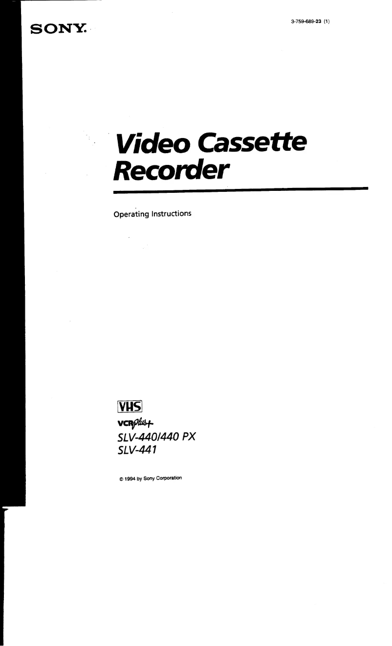 First page image of the manual for SLV-440