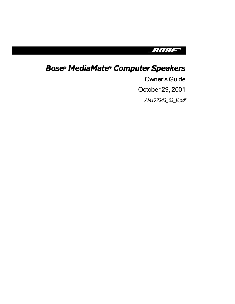 Page 1 of the manual User Manual Bose MediaMate