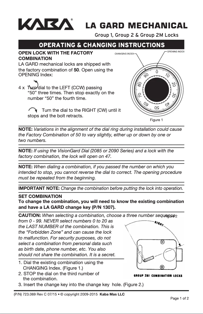 Page 1 of the manual User Manual Dormakaba La Gard 1985