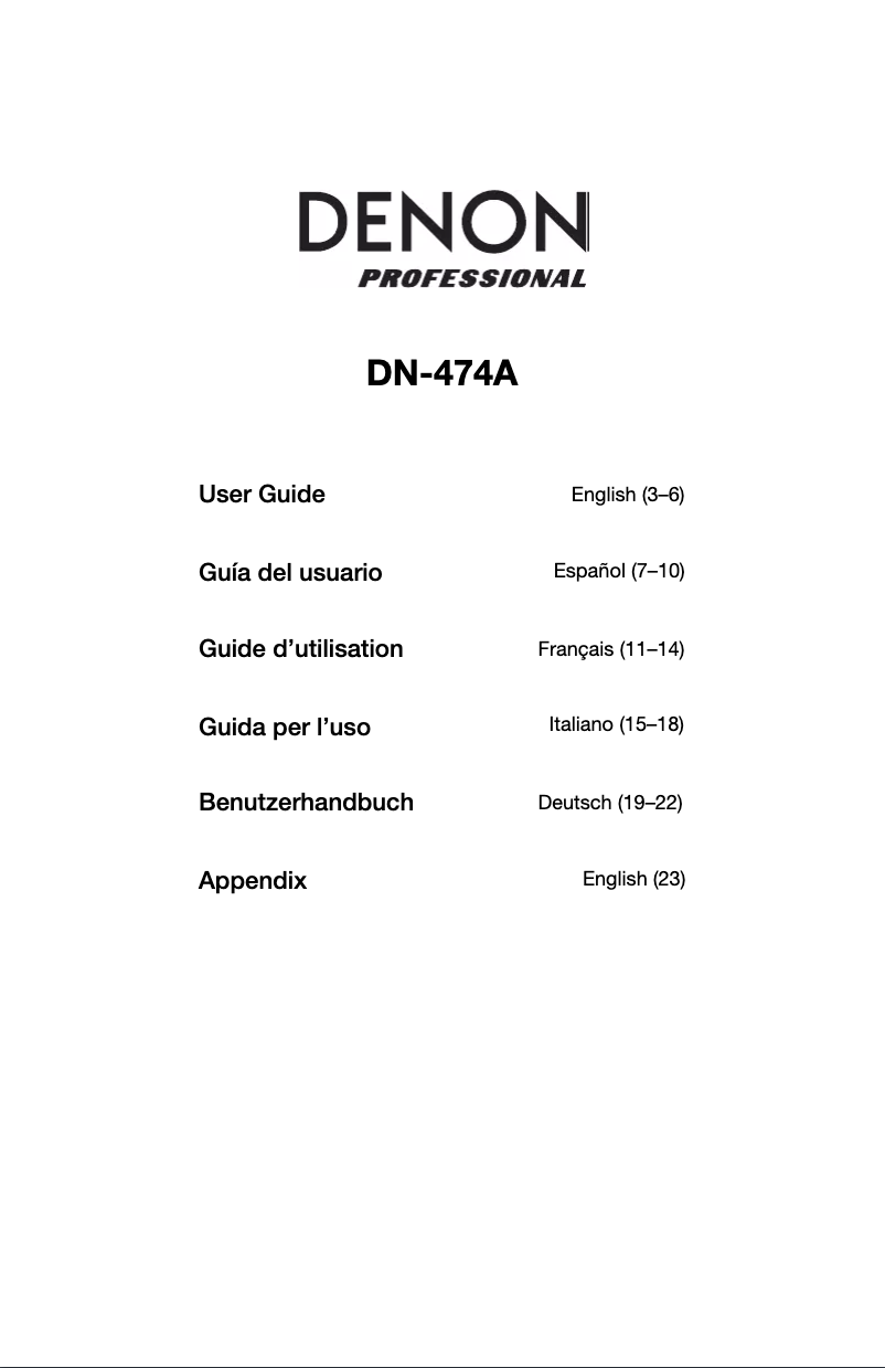 First page image of the manual for DN-474A
