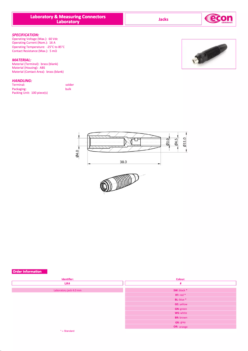 First page image of the manual for LK4