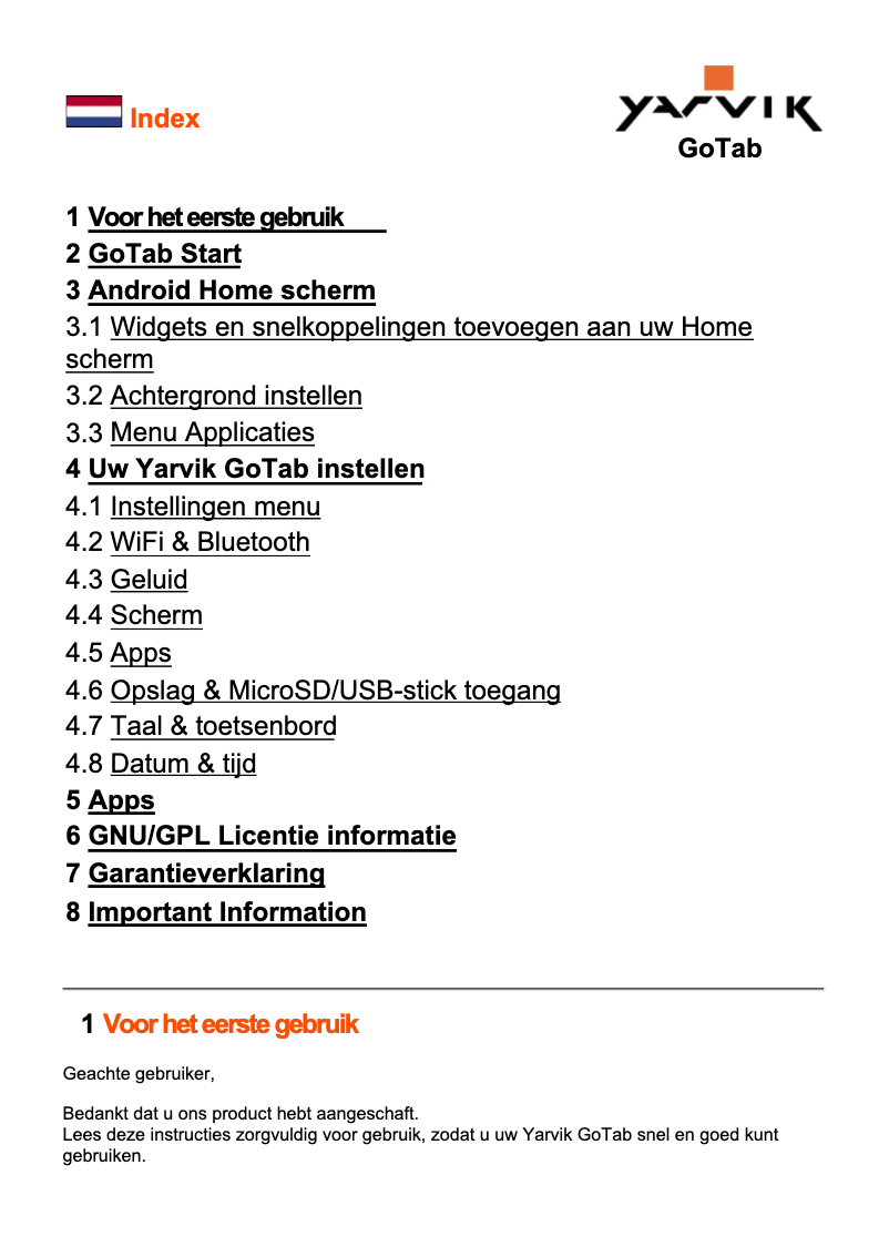First page image of the manual for GoTab TAB469