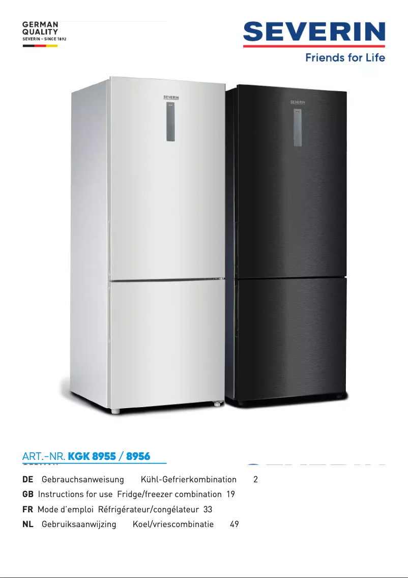 First page image of the manual for KGK 8955