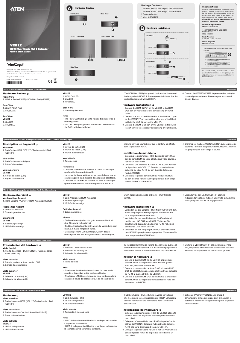 Page 1 de la notice Mode d'emploi ATen VE812