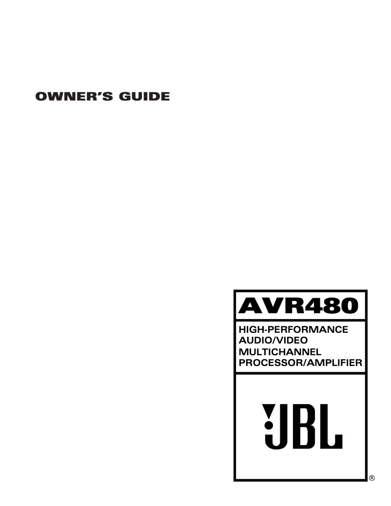 Page 1 of the manual User Manual JBL AVR480