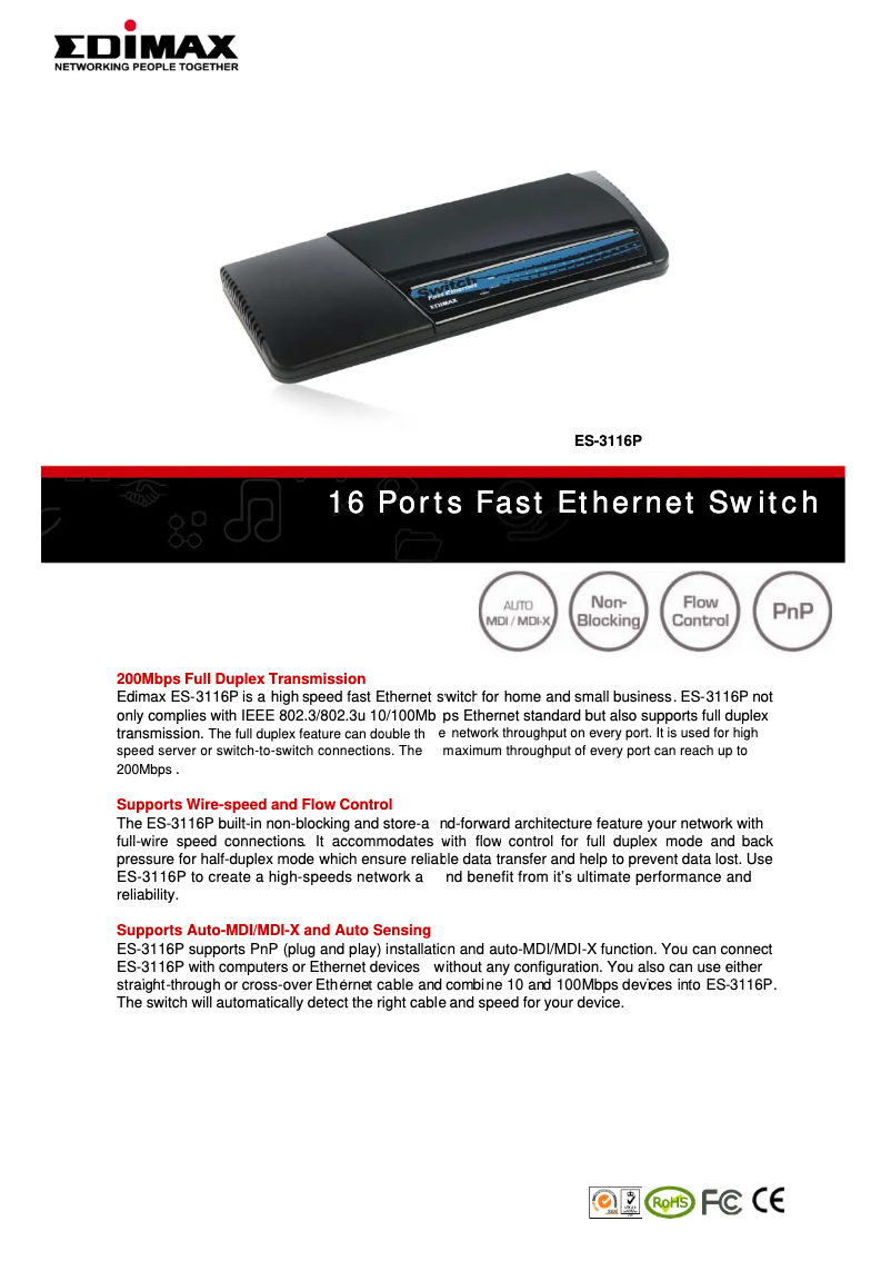 First page image of the manual for ES-3116P
