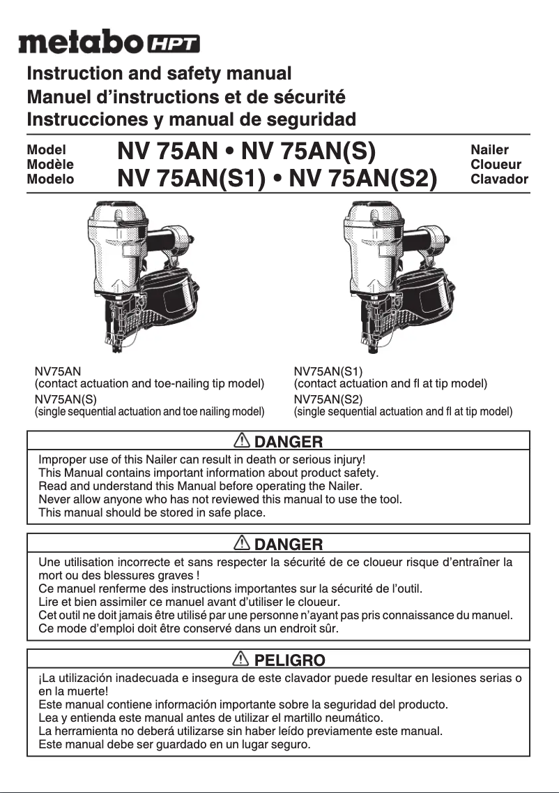 First page image of the manual for NV75AN