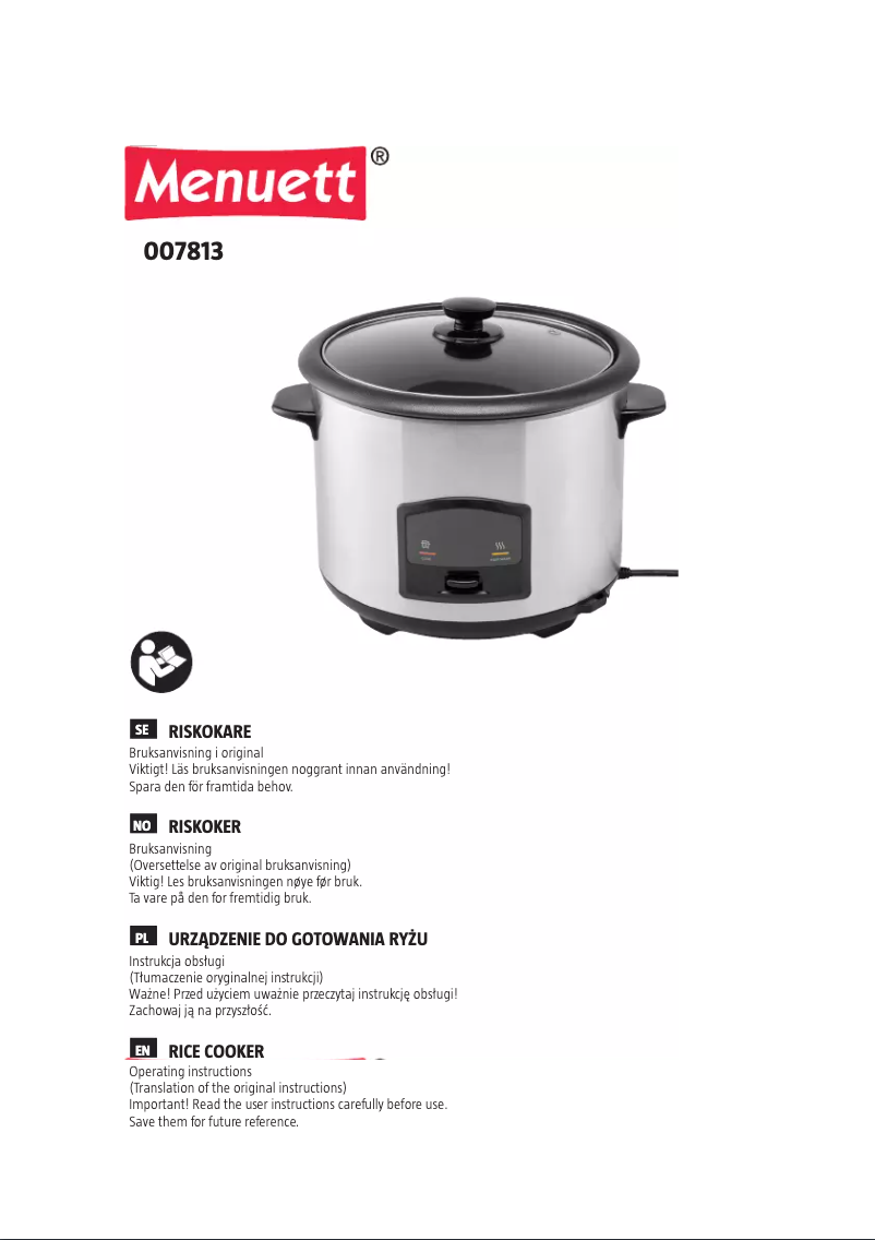 Page 1 of the manual User Manual Menuett 007813