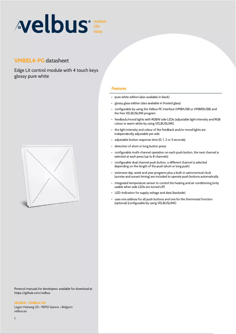 First page image of the manual for VMBEL4