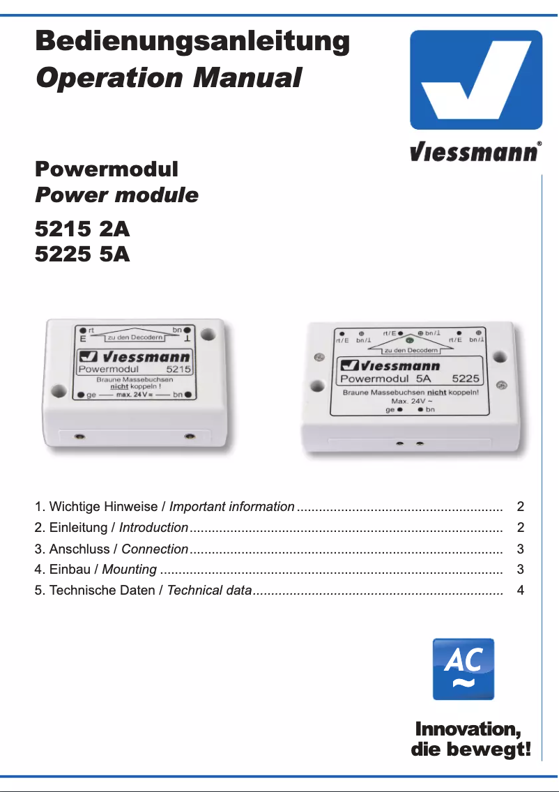 Page 1 of the manual User Manual Viessmann 5225