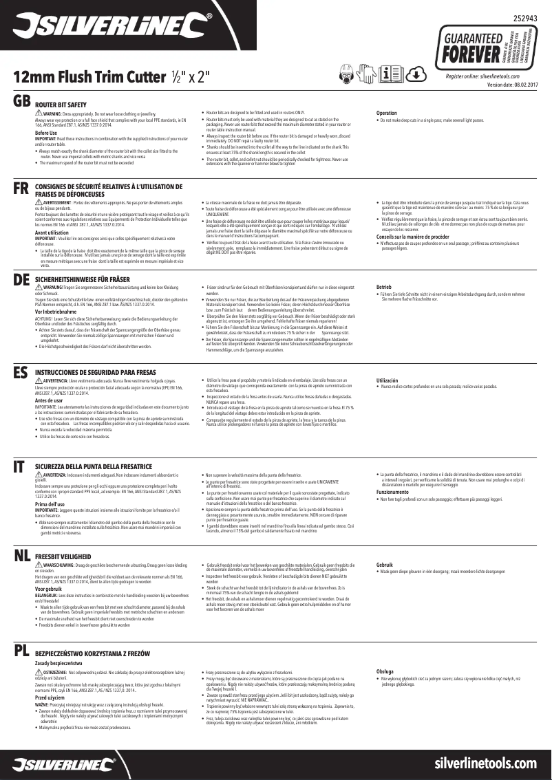 Page 1 of the manual User Manual Silverline 252943