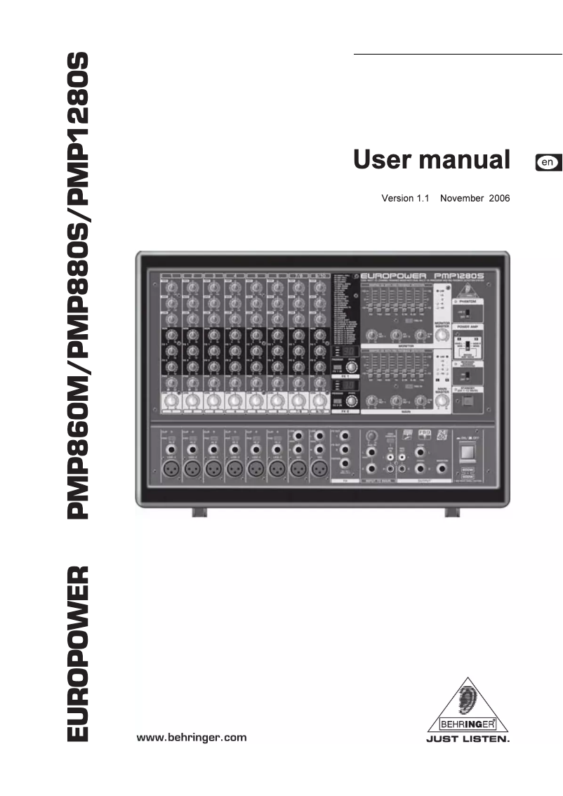 Page 1 of the manual User Manual Behringer Europower PMP880S