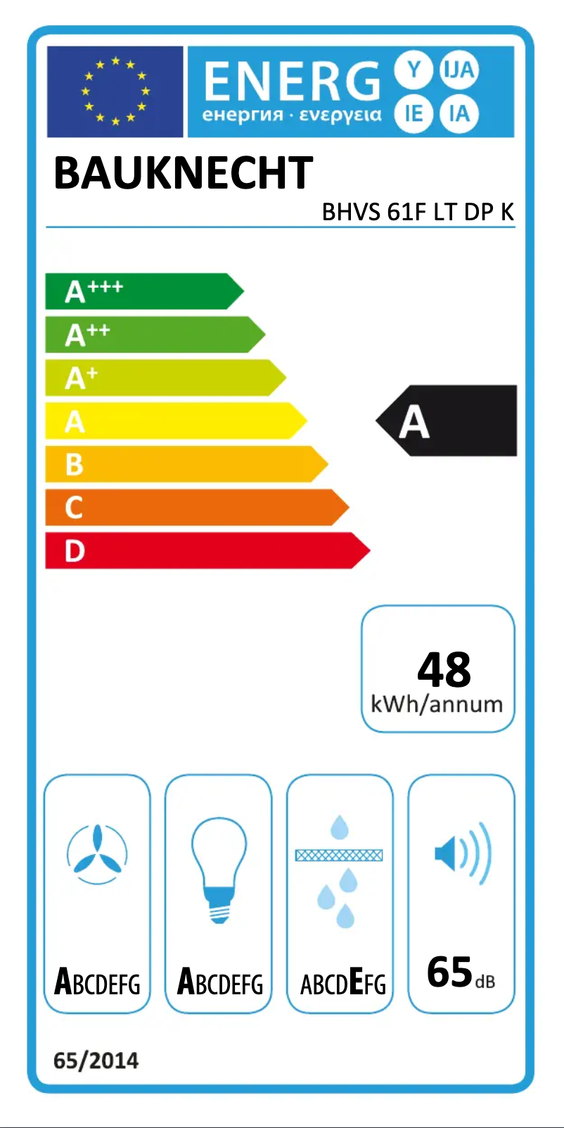 First page image of the manual for BHVS 61F LT DP K