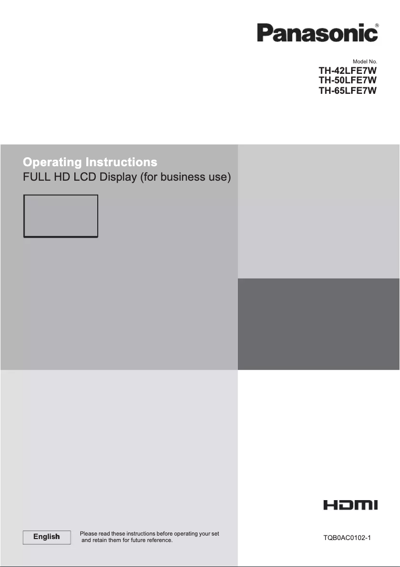 First page image of the manual for TH-50LFE7