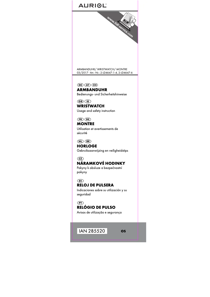 Page 1 of the manual User Manual Auriol IAN 285520