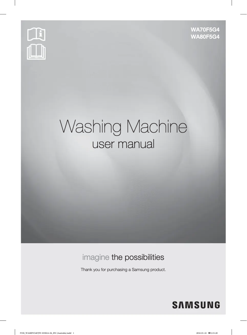 First page image of the manual for WA70F5G4DJW/SA