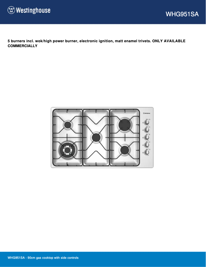 First page image of the manual for WHG951SA