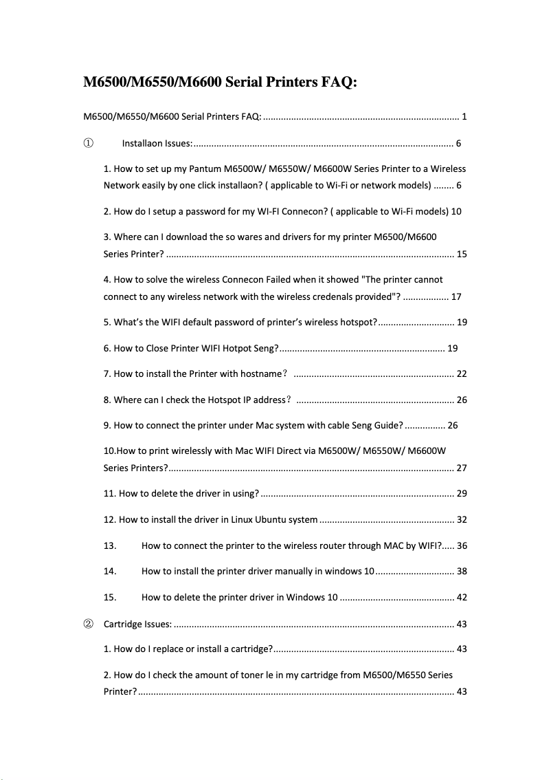 First page image of the manual for M6500N