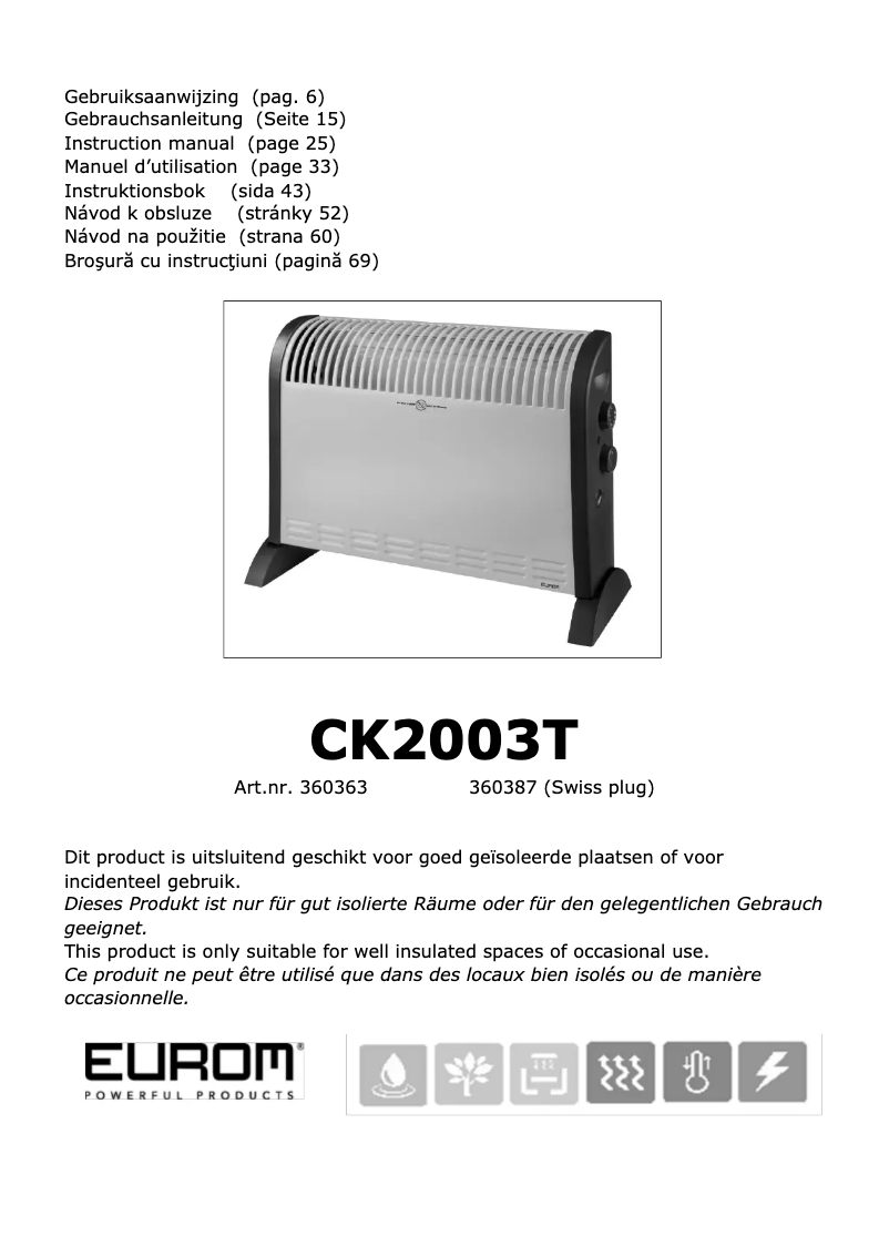 Page 1 of the manual User Manual Eurom CK2003T