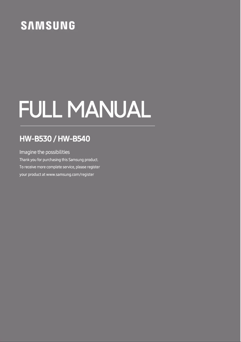Page 1 of the manual User Manual Samsung HW-B540