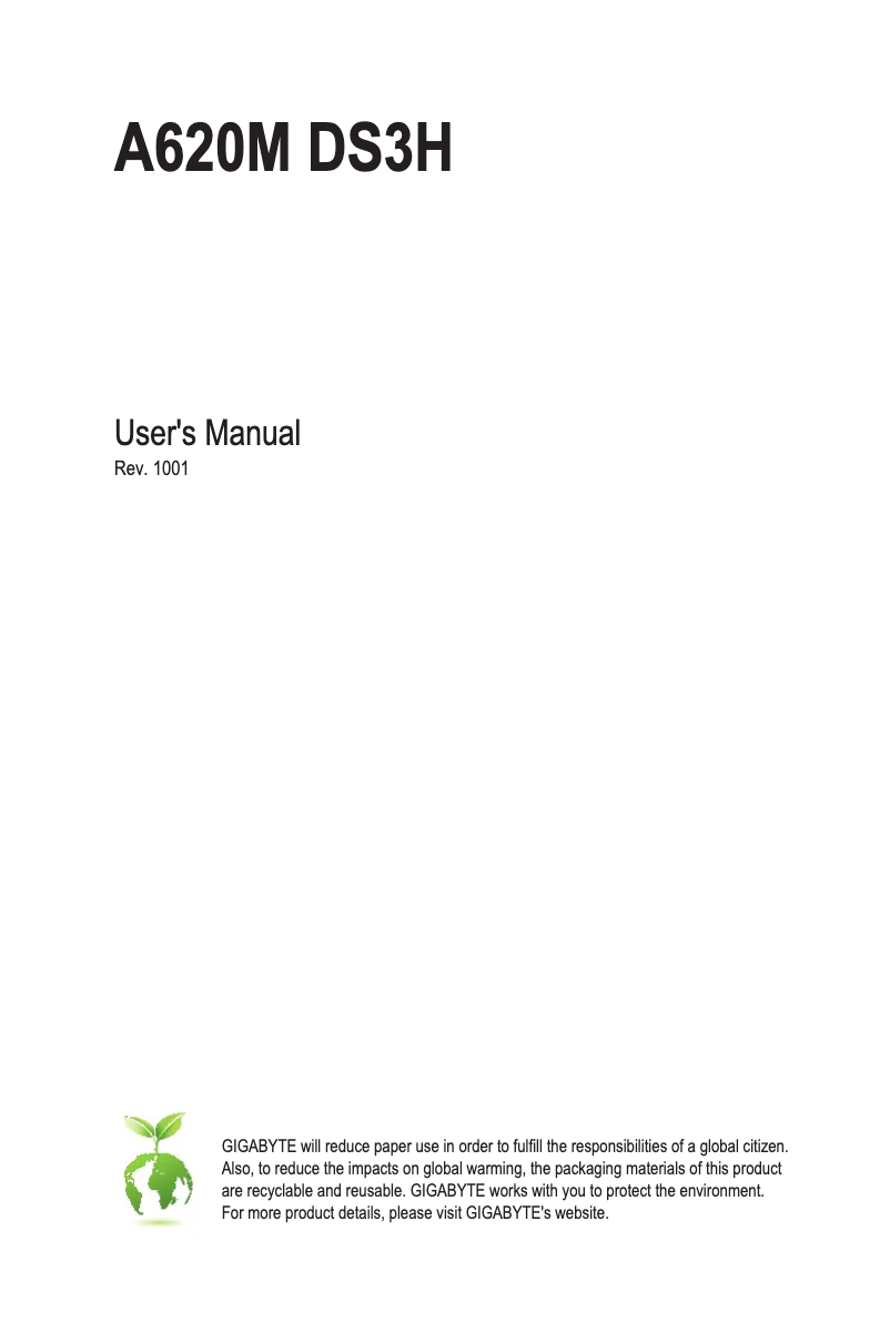 Page 1 of the manual User Manual Gigabyte A620M DS3H