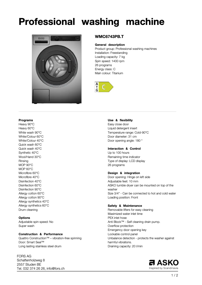 First page image of the manual for WMC6743PB