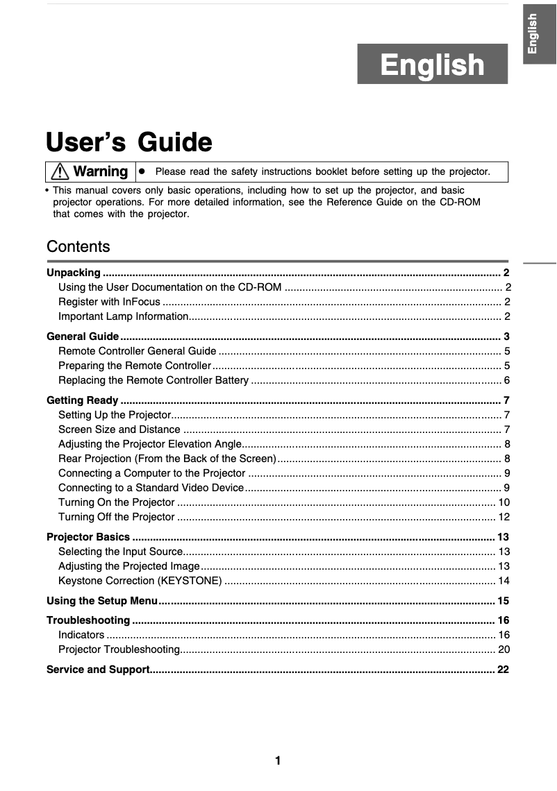 First page image of the manual for IN15