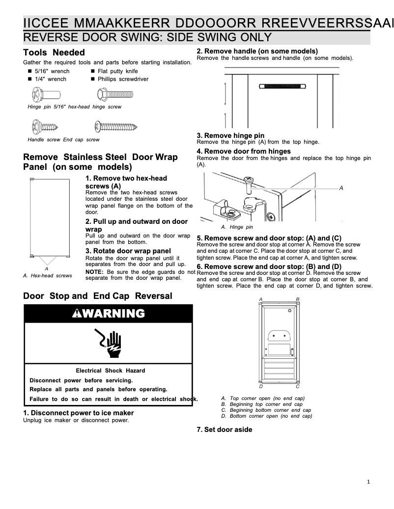 Page 1 de la notice Instructions / montage KitchenAid KUID308HPS