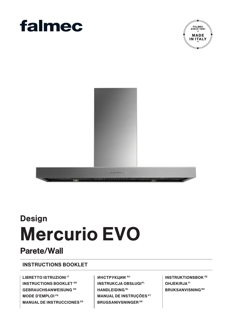 Page 1 of the manual User Manual Falmec Mercurio Evo
